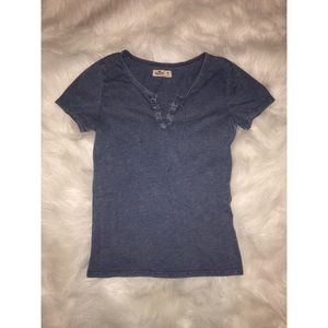 Blue lace up shirt 💙